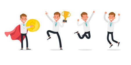 businessman character vector design. Presentation in various action. no5のイラスト素材