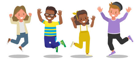 Children character vector design. Presentation in various action with emotions feeling happy. no6のイラスト素材