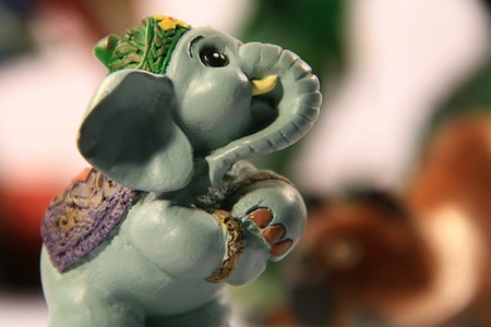 Miniature ceramic Elephant Figurineの写真素材
