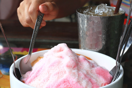 Eat shaved ice, traditional thai dessertの写真素材
