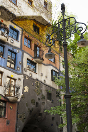 VIENNA, AUSTRIA The Hundertwasser House  is an landmark of Vienna, Austria, designed by Austrian artist Friedensreich Hundertwasser.のeditorial素材
