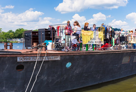 Naplavka flea market on board Avoidのeditorial素材