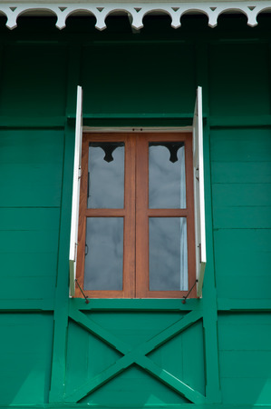 green vintage windowの写真素材