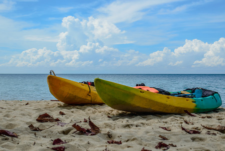 Kayaking and beachの写真素材