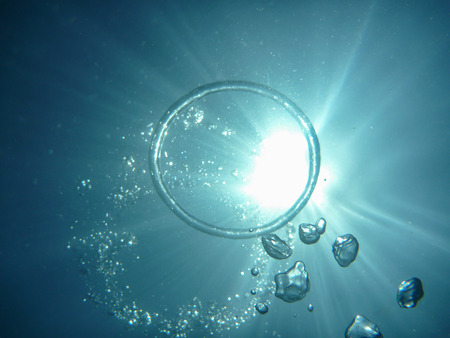 Underwater bubblesの写真素材