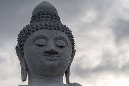 Close Up Big Buddha Head in Phuket Thailand.の写真素材