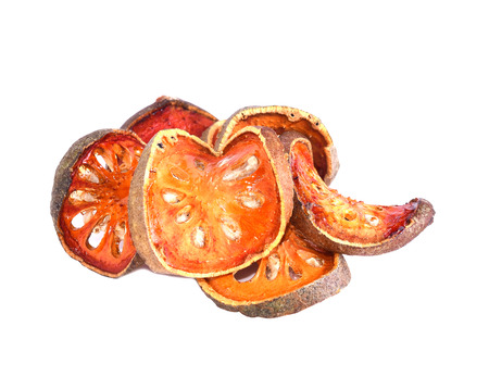 Quince drying with white background