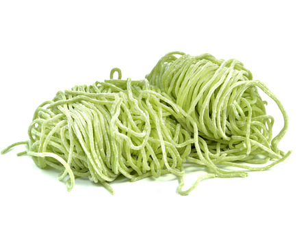 Crystal Jade Chinese noodles on white background.の写真素材