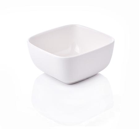 Square Bowl empty on white backgroundの写真素材