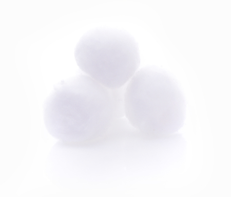 cotton balls clean white isolated on white backgroundの写真素材