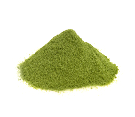 Green tea powder matcha isolated on white backgroundの写真素材