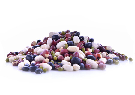 Mix  Bean seeds isolated on white backgroundの写真素材