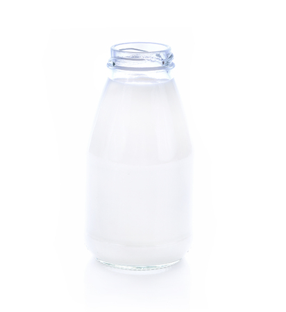 Bottle of milk isolated on white backgroundの写真素材