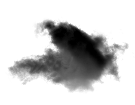 Black cloud or smoke isolated on white backgroundの写真素材