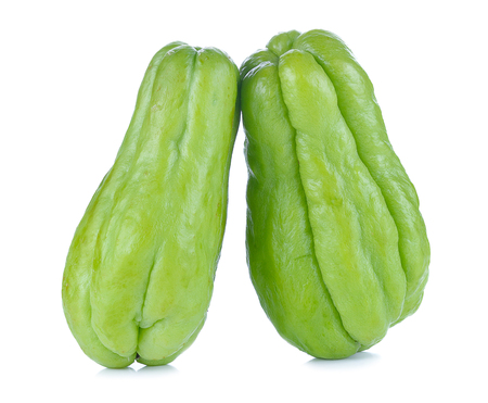 Chayote on white backgroundの写真素材