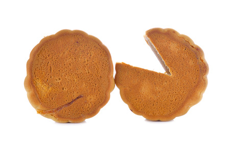 Mid-Autumn Festival moon cake on white backgroundの写真素材
