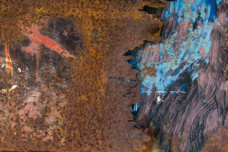 Corroded white metal background. Rusted white painted metal wall.の写真素材