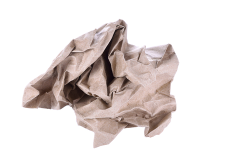 Crumpled paper isolated on white background.の写真素材