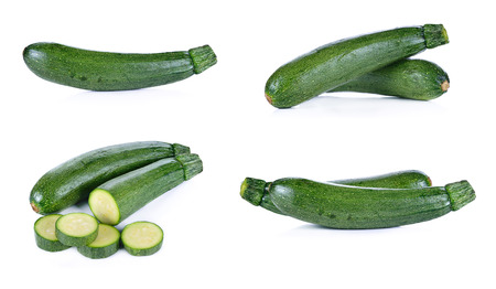 Fresh zucchini isolated on whiteの写真素材