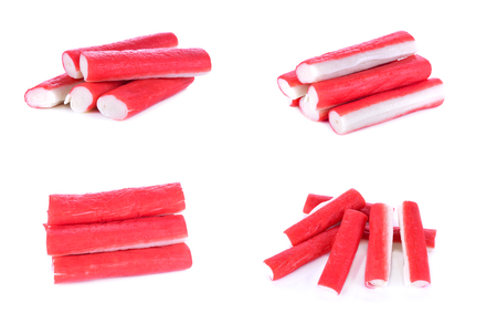 crab stick on white backgroundの写真素材
