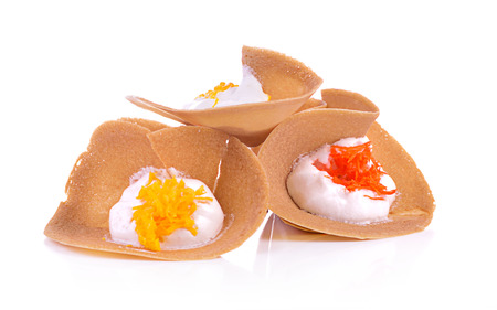 Thai traditional dessert, Crispy pancakeの写真素材