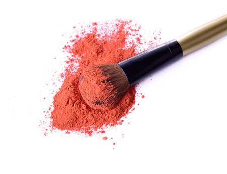 Professional make-up brush on crushed eyeshadowの写真素材