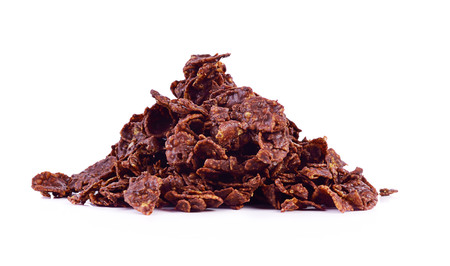 Corn flakes shock chocolate isolated on white background.の写真素材
