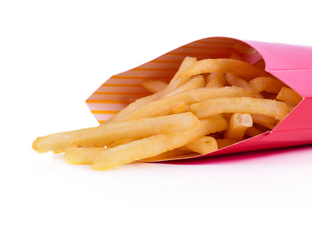 heap of french fries isolated on white background