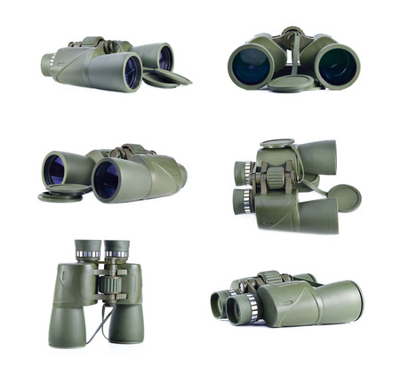 Pair of binoculars isolated on white.の写真素材