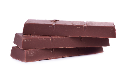 Chocolate bars stack isolated on white backgroundの写真素材