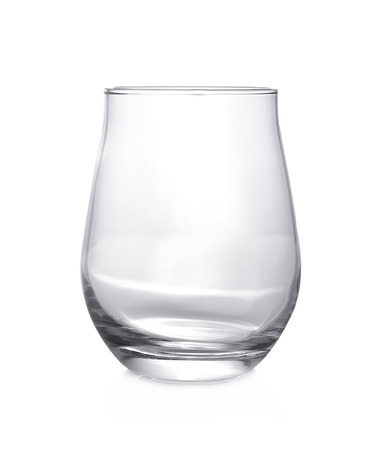 Empty glass for water, juice or milk on white backgroundの写真素材