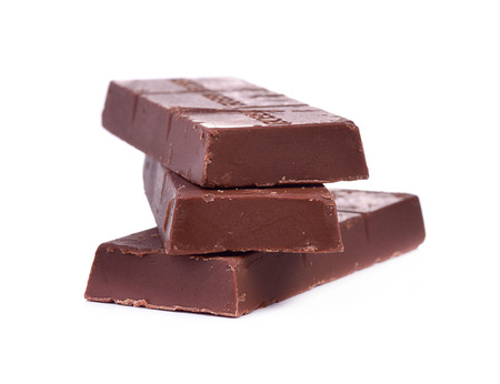 Chocolate bars stack isolated on white backgroundの写真素材