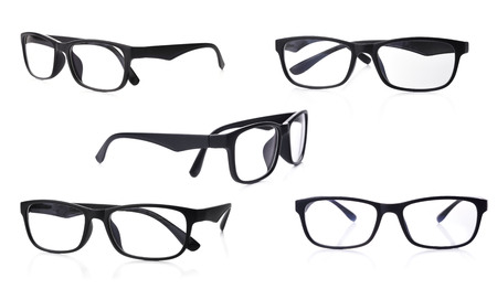 Black Eye Glasses set Isolated on Whiteの写真素材