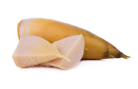boiled bamboo shoots isolate on white backgroundの写真素材