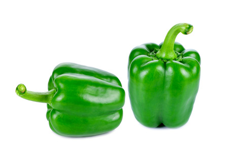 Green pepper on white backgroundの写真素材