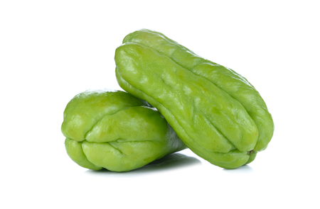 Chayote on white backgroundの写真素材