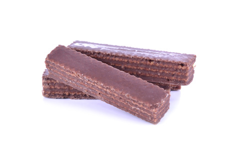Chocolate waffles on a white background.の写真素材