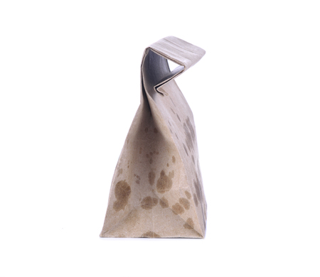 Recycled brown paper bags contaminated oil.の写真素材