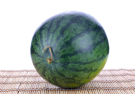 watermelon  on the wooden floorの写真素材