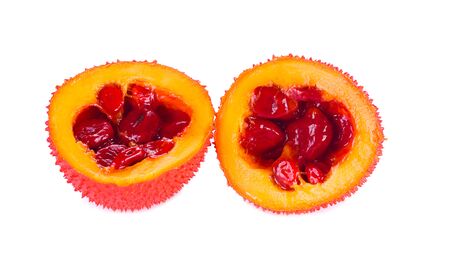 Spiny bitter gourd fruit,Momordica on white backgroundの写真素材