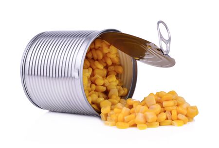 corn canned food  isolated over whiteの写真素材