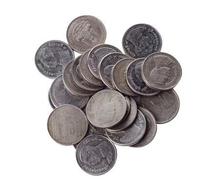 Coin thai bath on white background