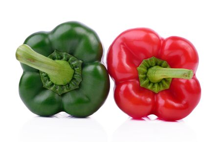 pepper  sweet red and green isolated on a white backgroundの写真素材