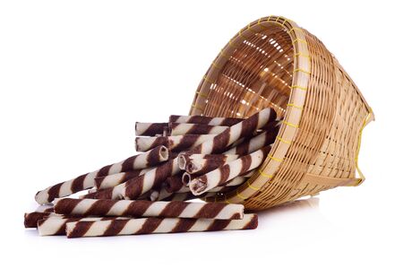 chocolate wafer isolated on a white backgroundの写真素材