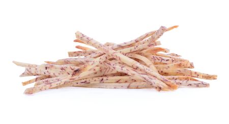 fried taro chips, Taro snacks on white background.の写真素材