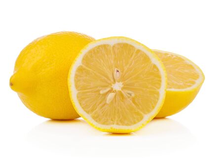 lemons isolated on white backgroundの写真素材