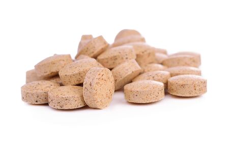 Pills of vitamin C isolated on white background.の写真素材
