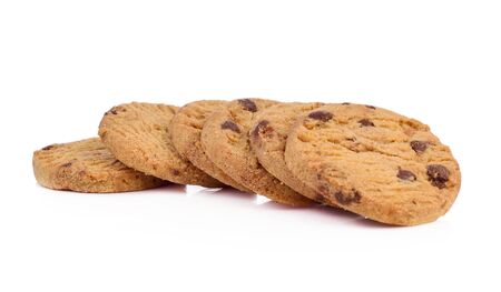 Chocolate homemade pastry biscuits isolated on white backgroundの写真素材