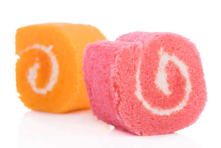 Jam Roll isolated on the white background.の写真素材