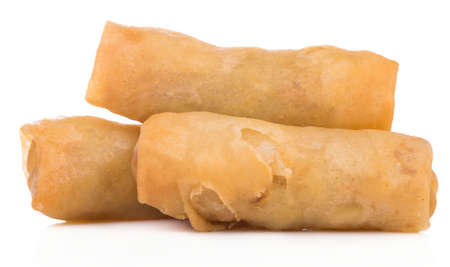 Spring Roll also known as Egg Roll isolated on white.の写真素材